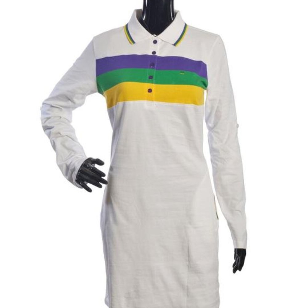 3X Womens Plus White Stripe Mardi Gras 2 Pocket Dress